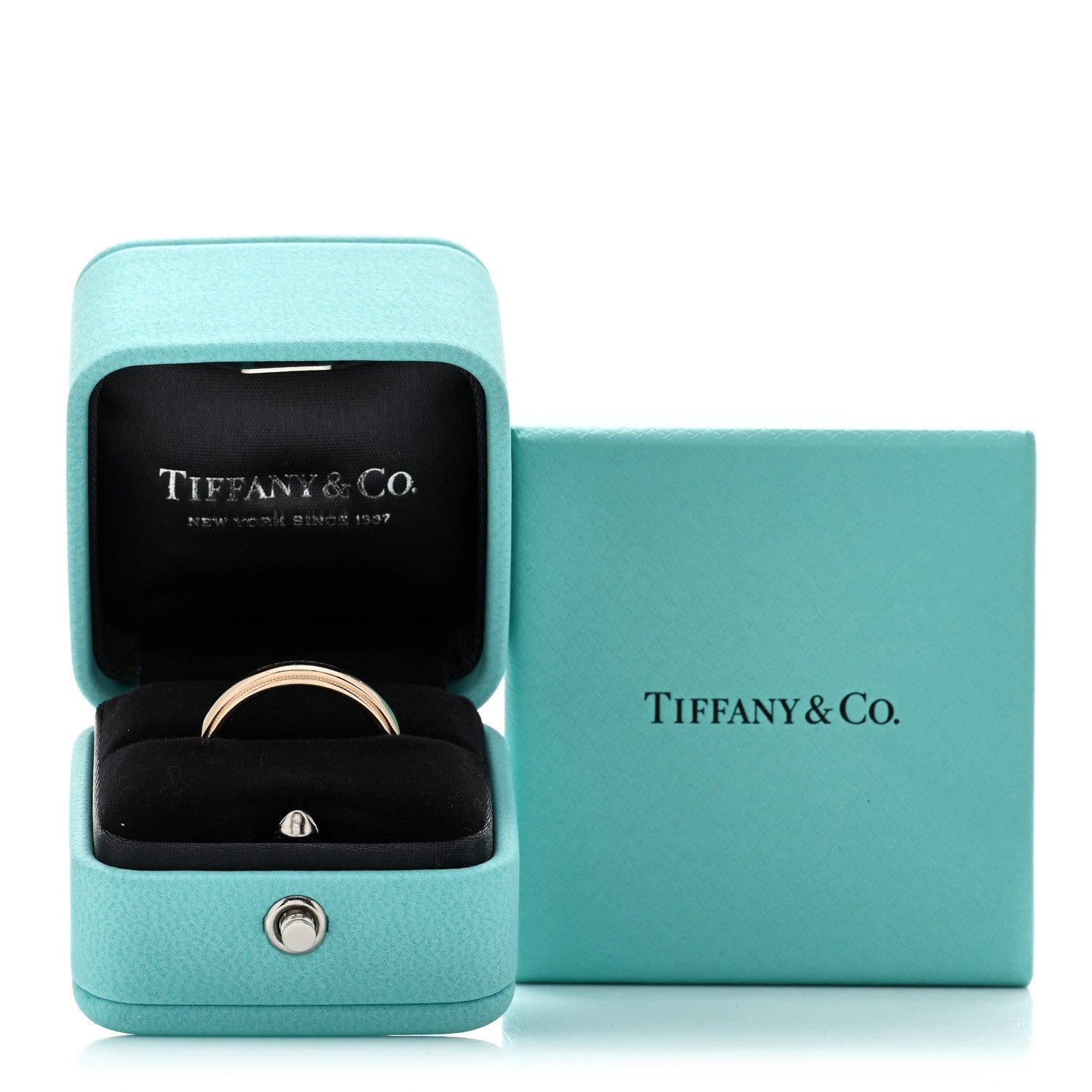 Tiffany 18K Rose Gold 4mm Essential Double Milgrain Band Ring 58 8.25 5 of 5