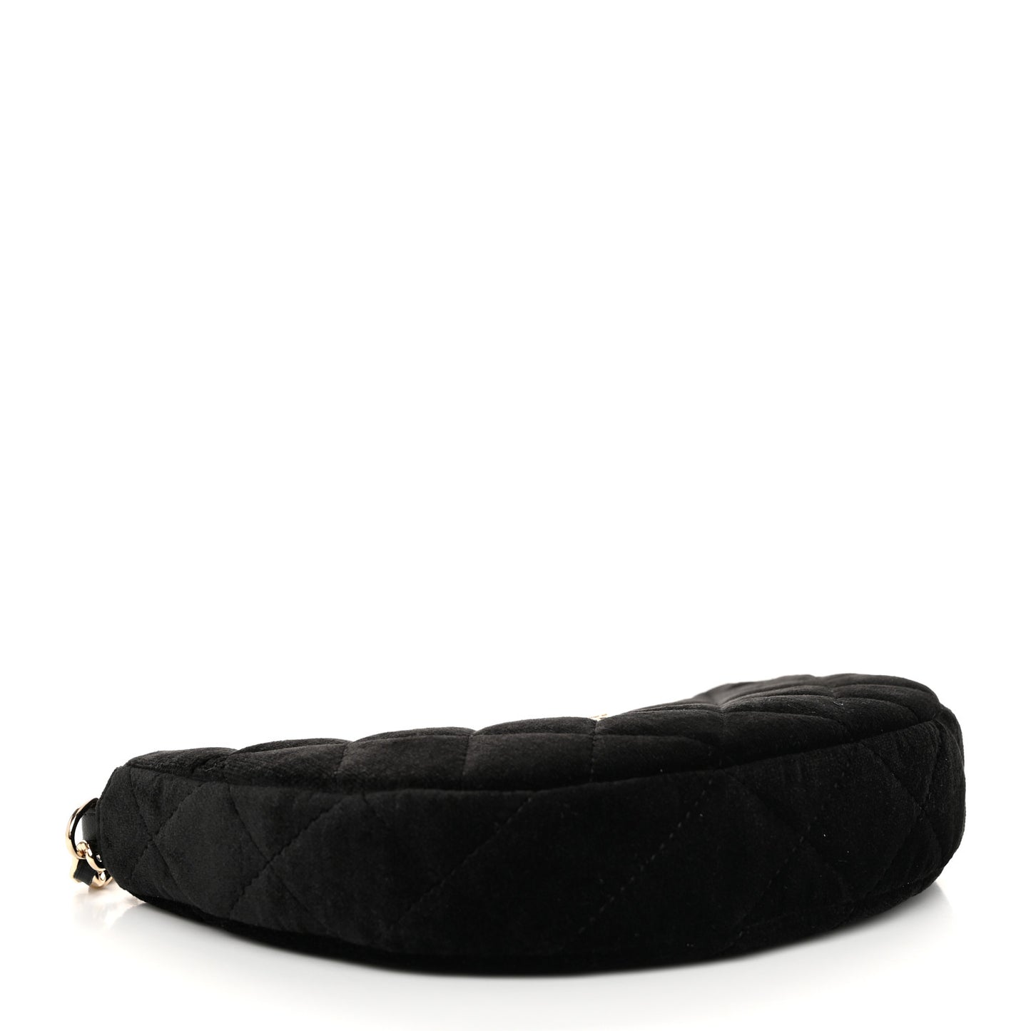 Velvet Crystal Quilted Chain Hobo Black