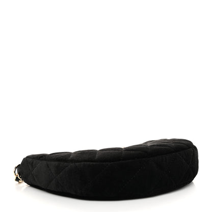 Chanel Velvet Crystal Quilted Chain Hobo Black 4 of 11