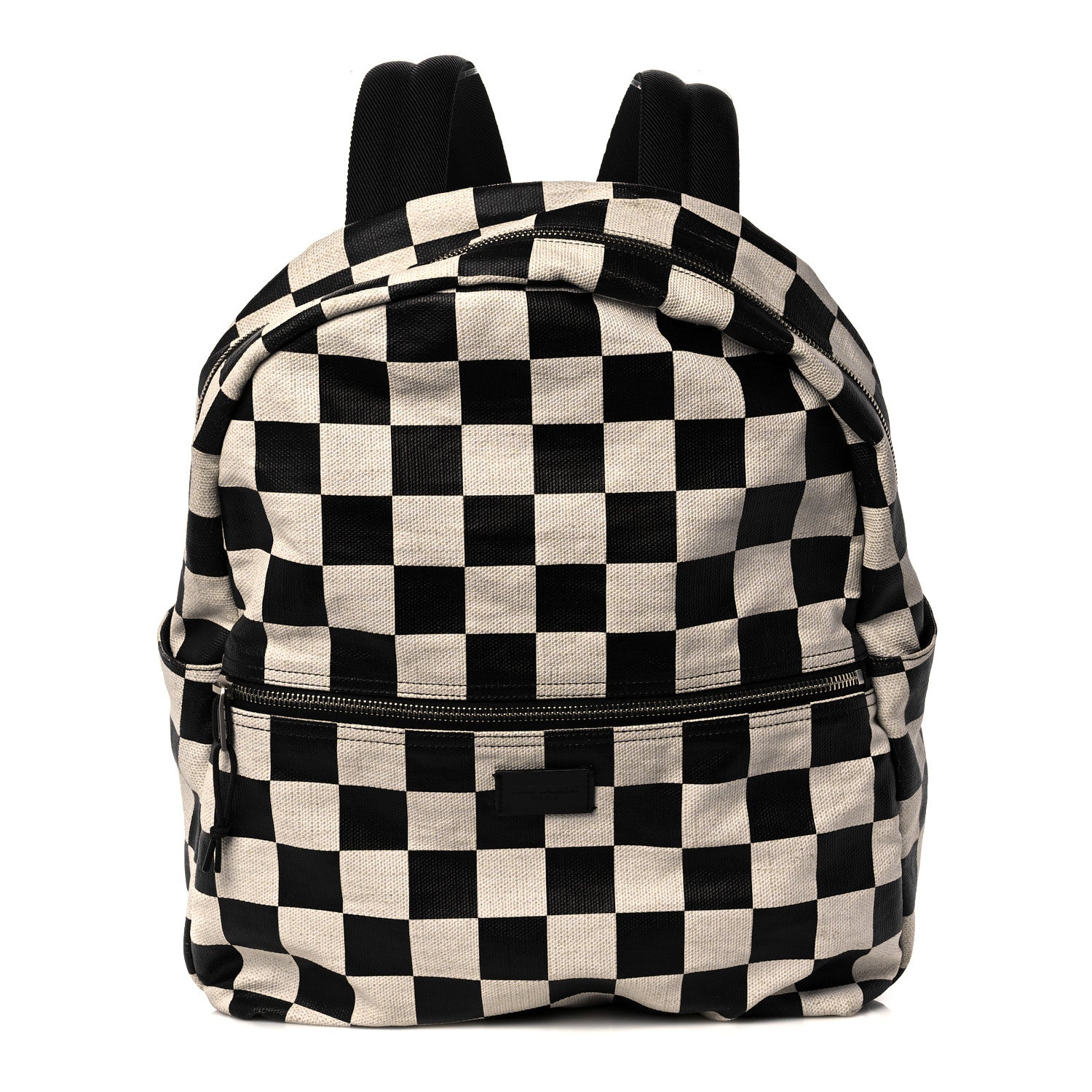 Saint Laurent Calfskin Checked Print Nuxx Backpack Black White 1 of 14