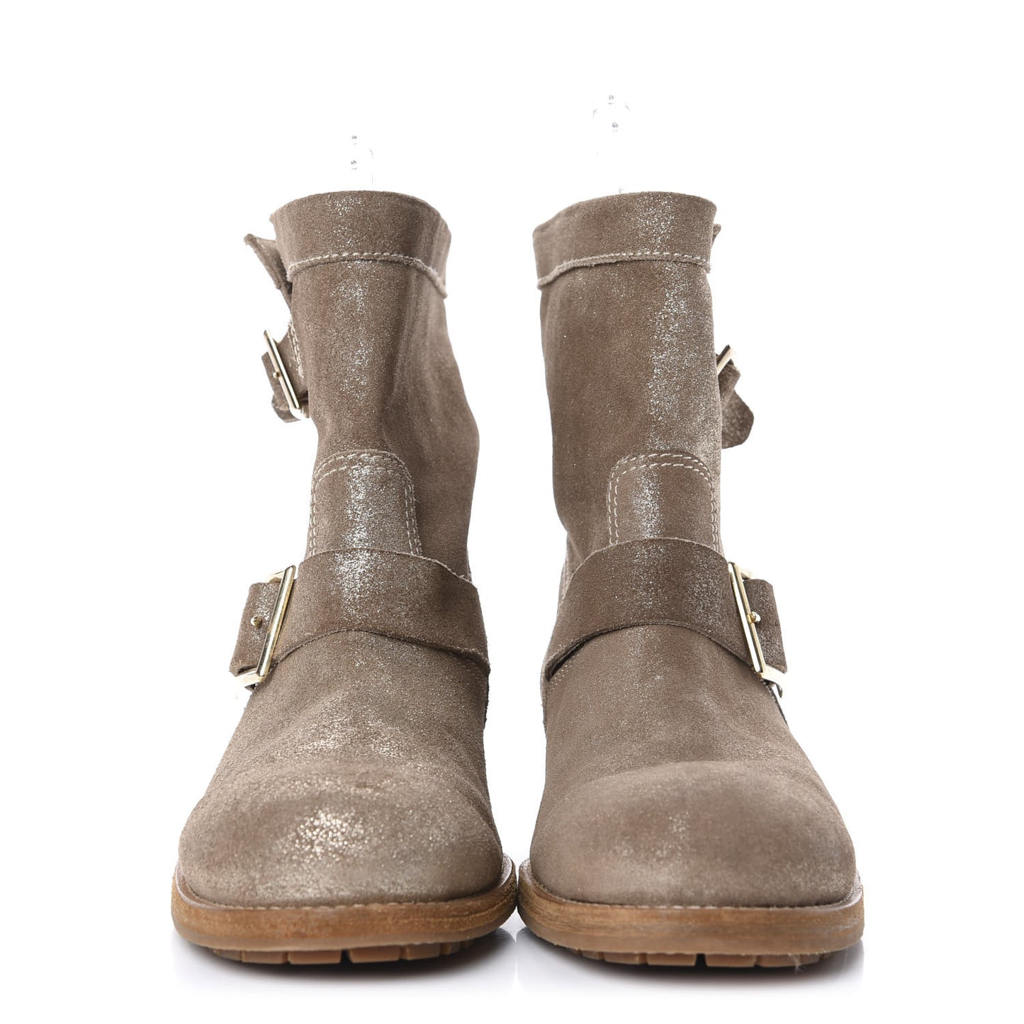 Metallic Suede Youth Biker Boots 37.5 Brown