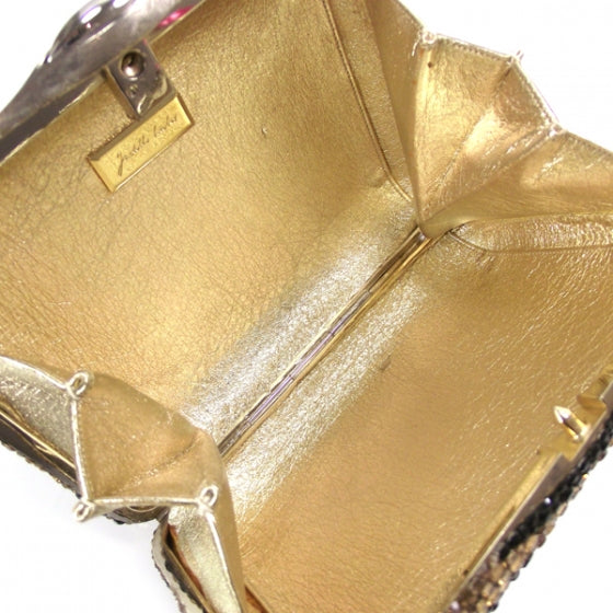Judith Leiber Swarovski Crystal Minaudiere Clutch Black and Gold 6 of 7