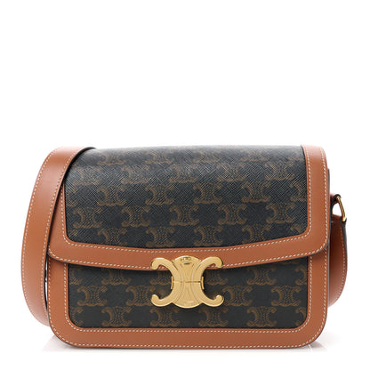 Celine Triomphe Canvas Calfskin Medium Triomphe Bag Tan 1 of 11