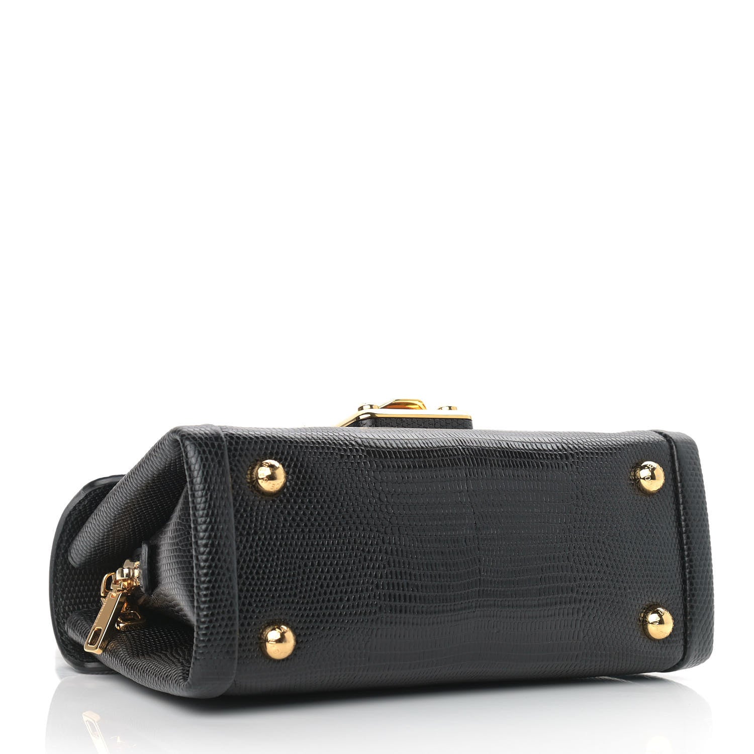 Dolce & Gabbana Calfskin Iguana Embossed Mini Lucia Satchel Black 4 of 10