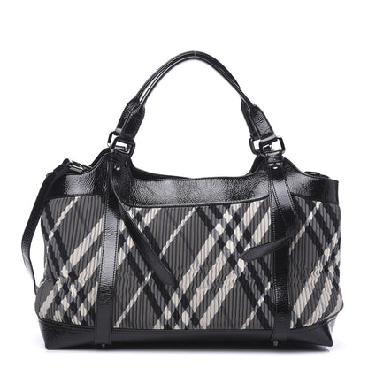 Burberry Nylon Beat Check Pleated East West Tote Black 1 of 9