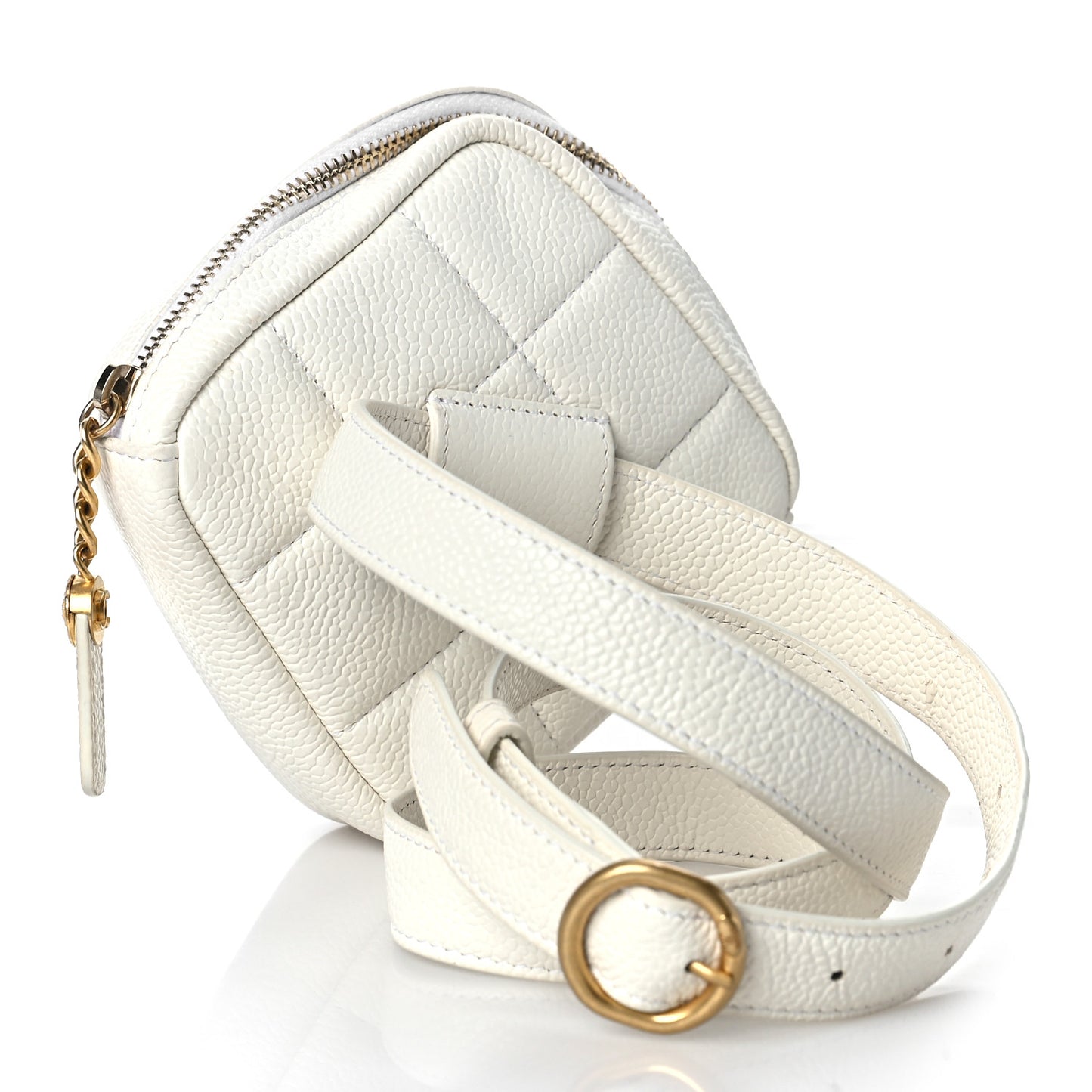 Caviar Quilted Coin Purse Belt Bag White