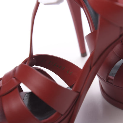 Saint Laurent Calfskin Tribute 105 Platform Sandals 41 Cordovan 7 of 9