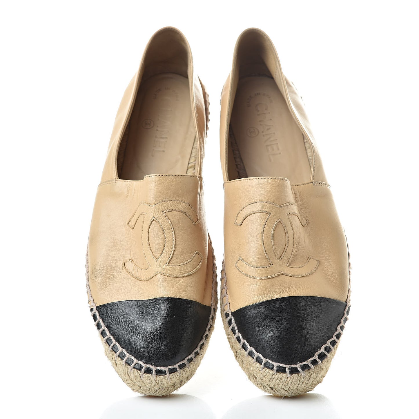 Lambskin CC Espadrilles 40 Beige Black