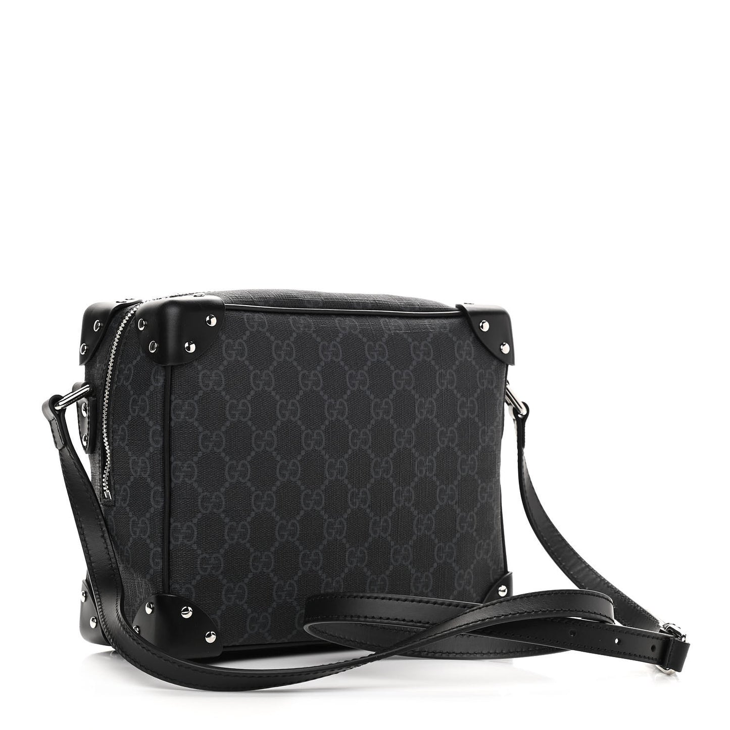 GG Supreme Monogram Selleria Calfskin Square Messenger Bag Black