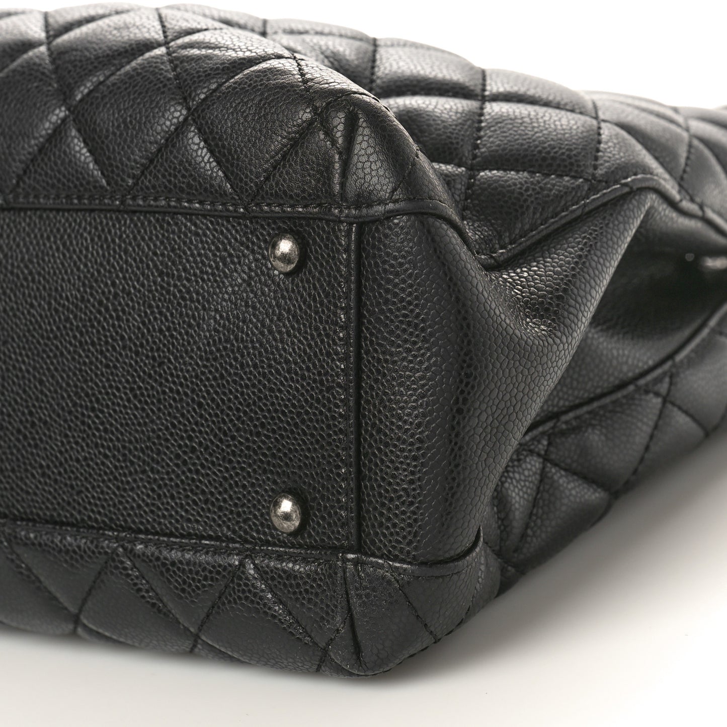 Caviar Quilted City Shopping Tote Black