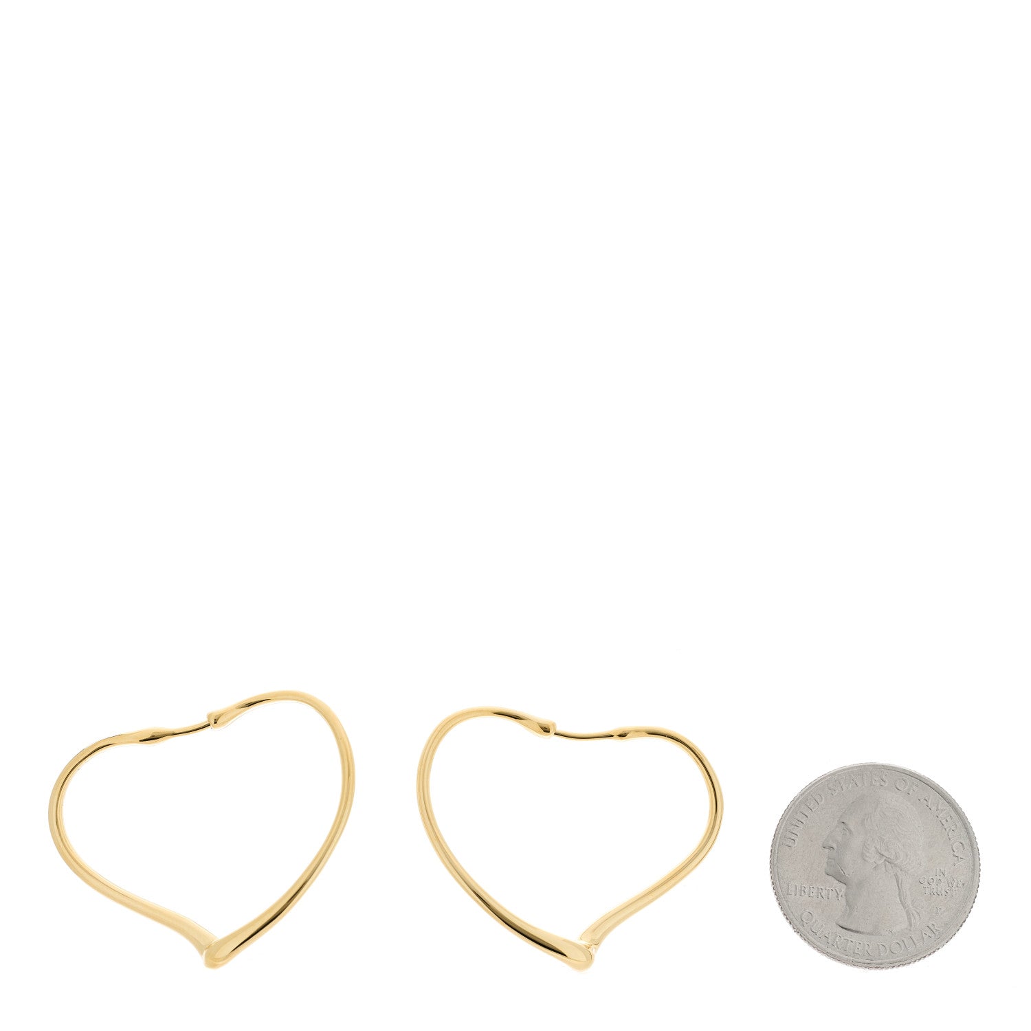 Tiffany 18K Yellow Gold Medium Elsa Peretti Open Heart Hoop Earrings 2 of 5