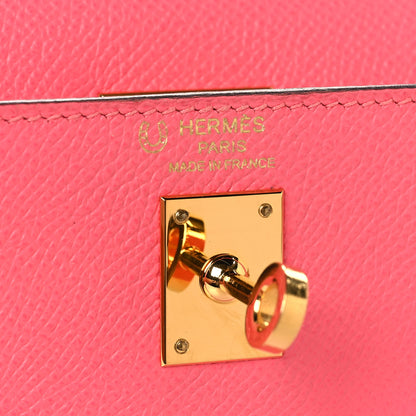 Hermes Epsom Bi-Color Horseshoe Kelly Sellier 25 Rose Azalee Craie 6 of 14