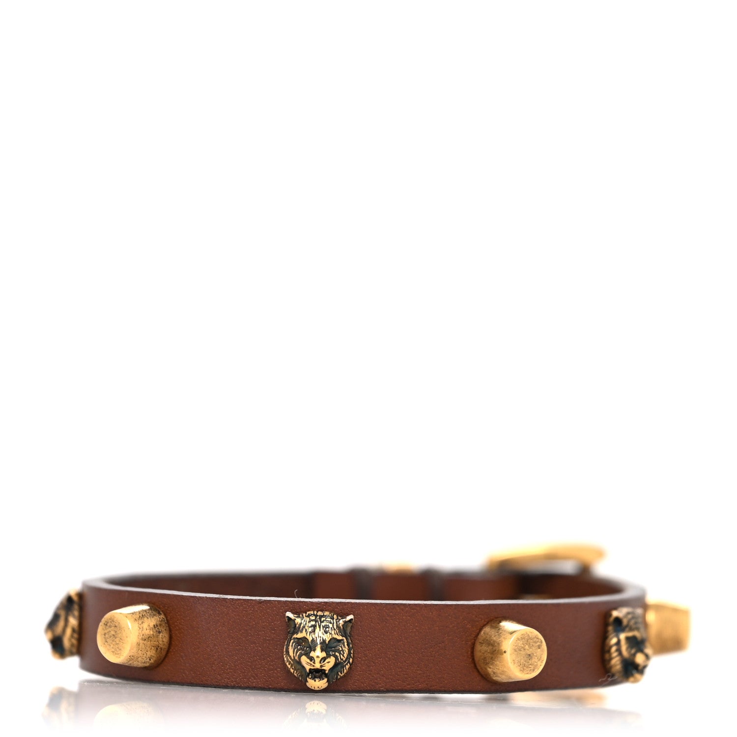 Gucci Calfskin Feline Heads Bracelet Brown 1 of 4