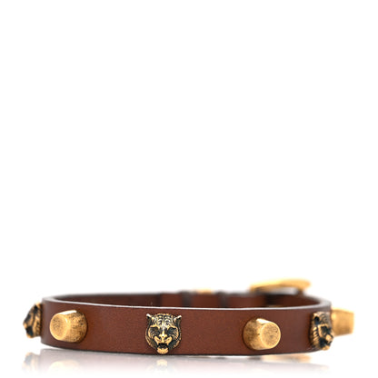Gucci Calfskin Feline Heads Bracelet Brown 1 of 4