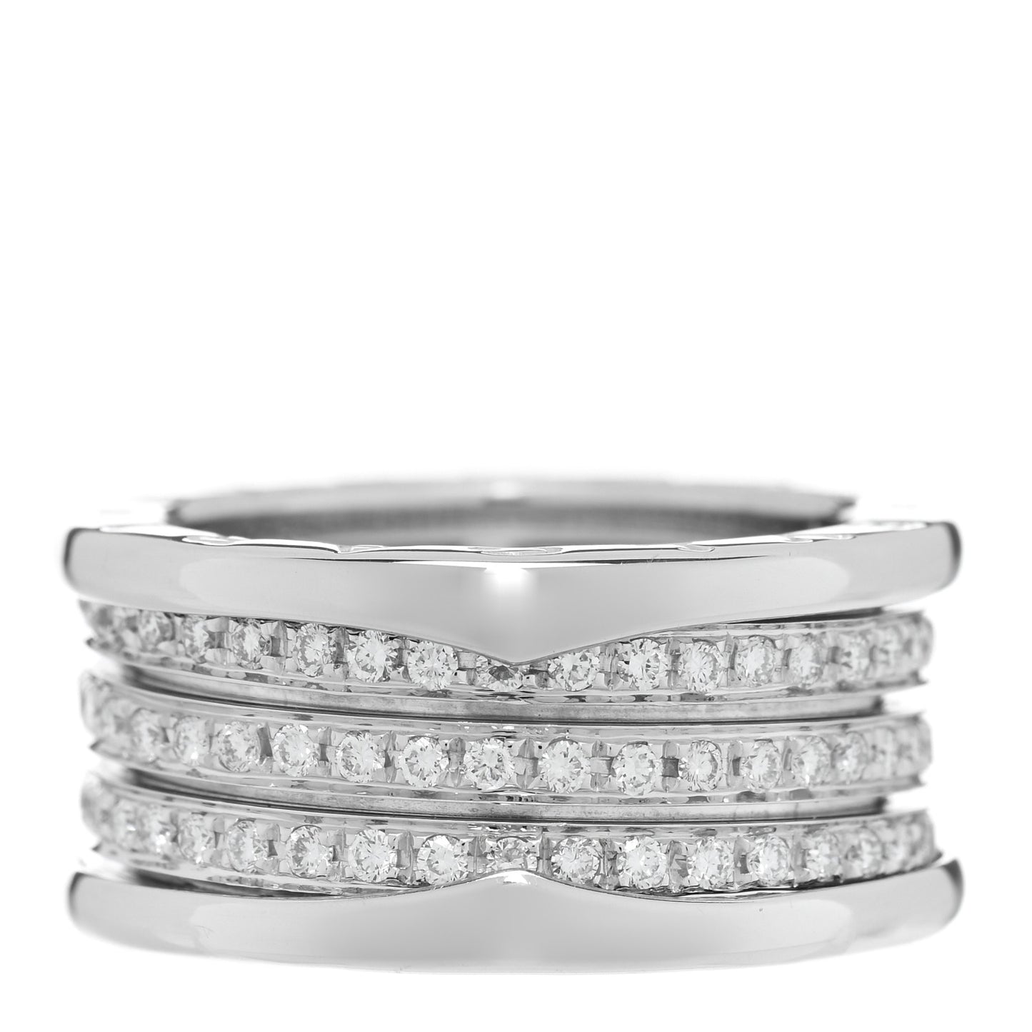 18K White Gold Diamond B.Zero1 Four-Band Full Pave Ring 56 7.5