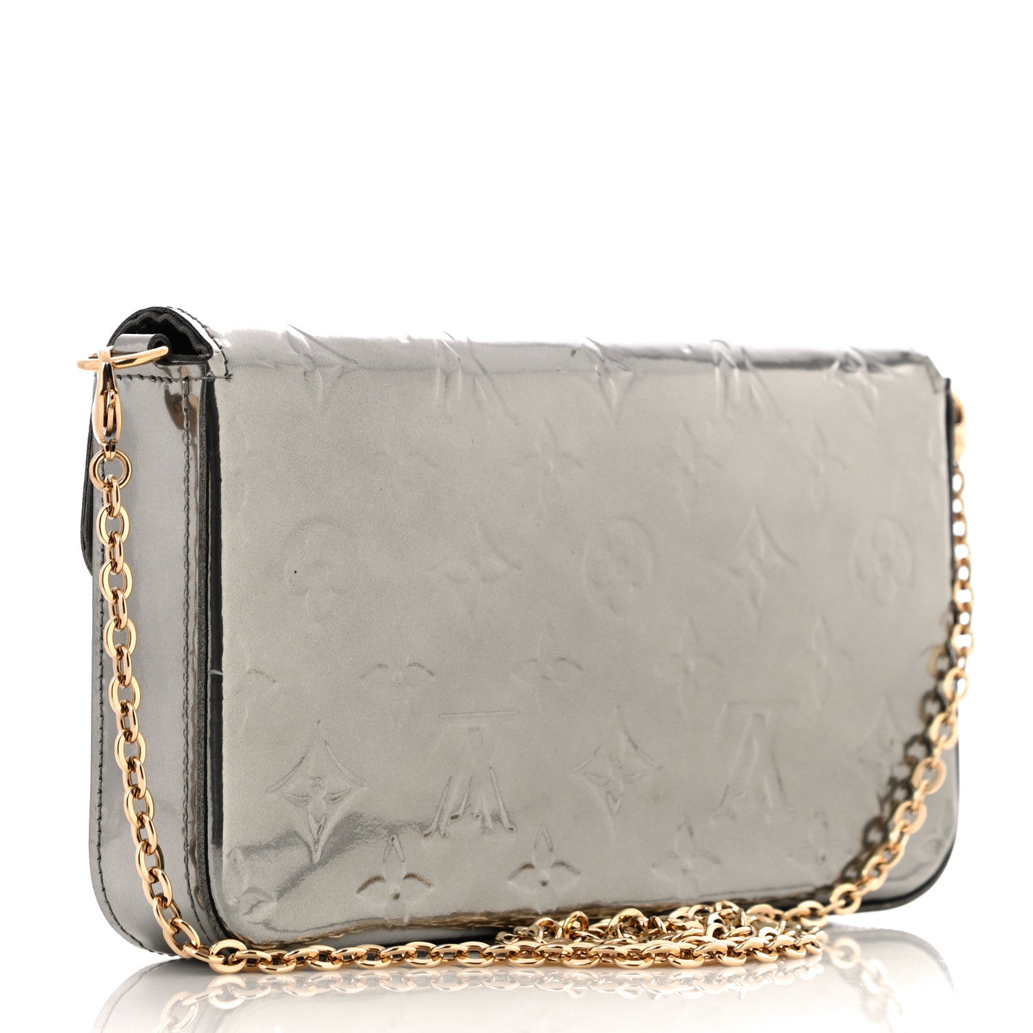 Louis Vuitton Vernis Felicie Pochette Chain Wallet Gris Metal 4 of 12