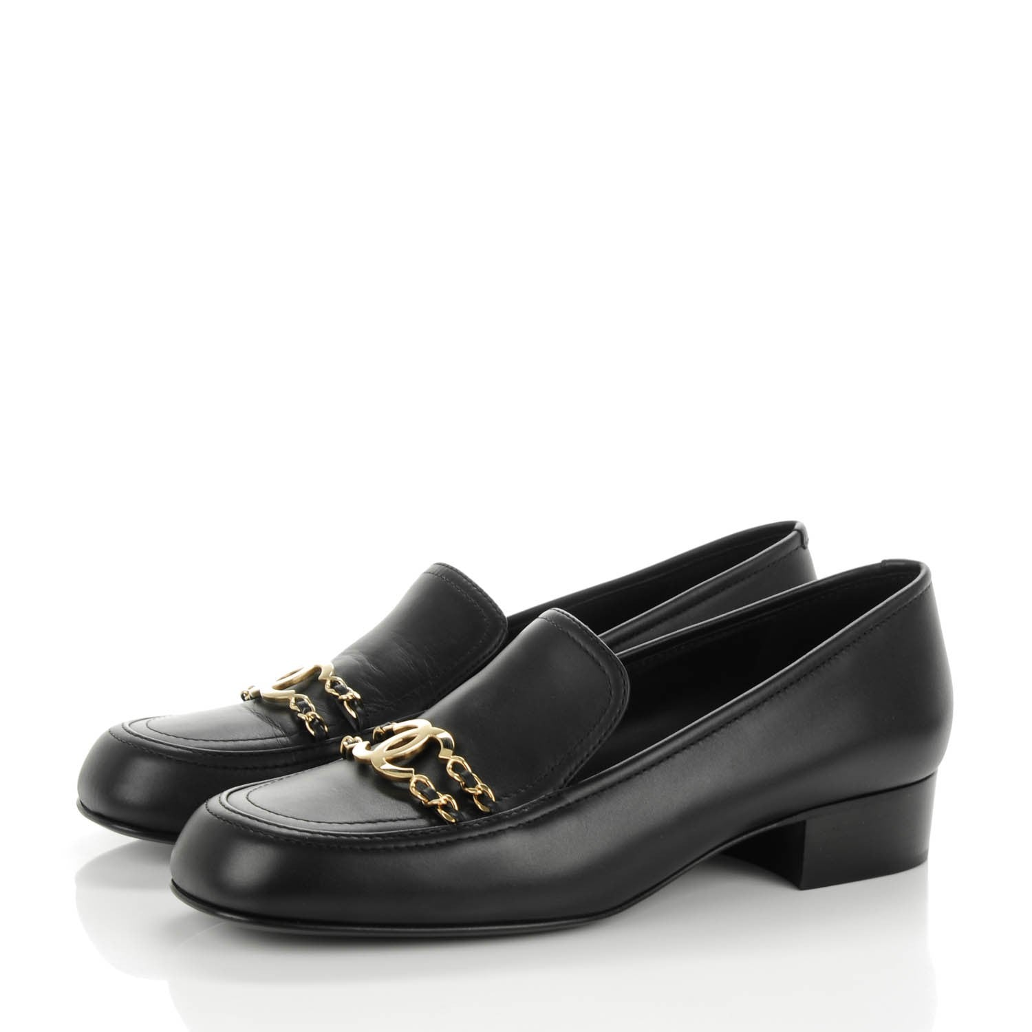 Chanel Calfskin CC Mocassin Loafers 40.5 Black 3 of 7