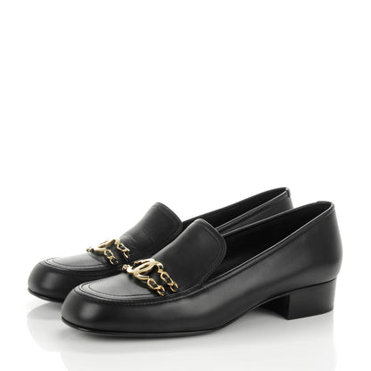 Chanel Calfskin CC Mocassin Loafers 40.5 Black 3 of 7