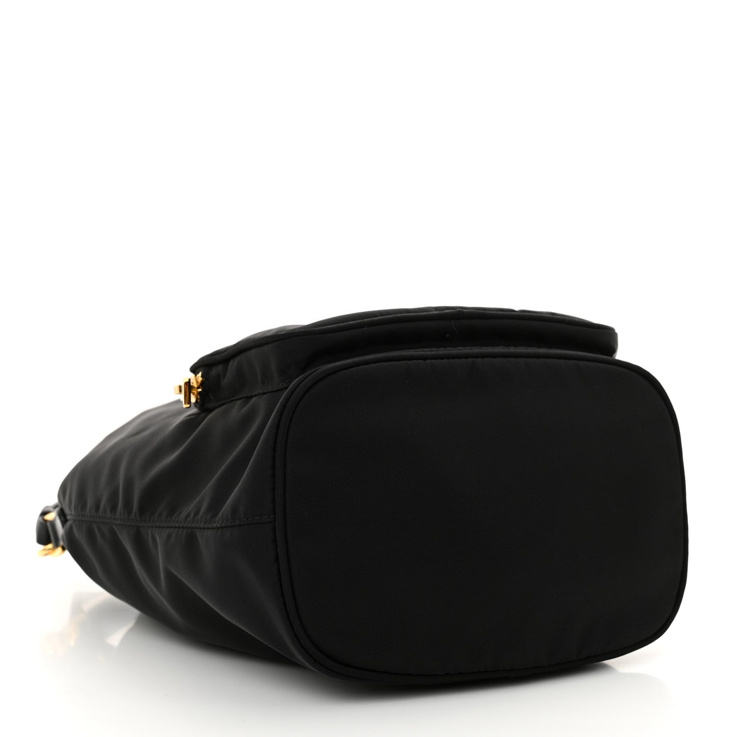 Nylon Vela Saffiano Mini Bucket Crossbody Bag Black