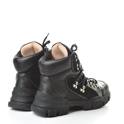Gucci X SEGA Calfskin Suede Technical Canvas Womens Flashtrek High-Top Sneakers 37 Black 4 of 8