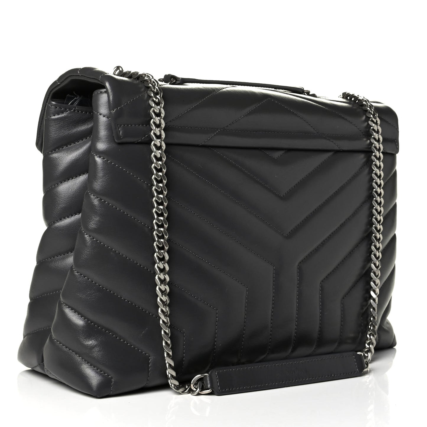 Calfskin Y Quilted Monogram Medium Loulou Chain Satchel Asphalt