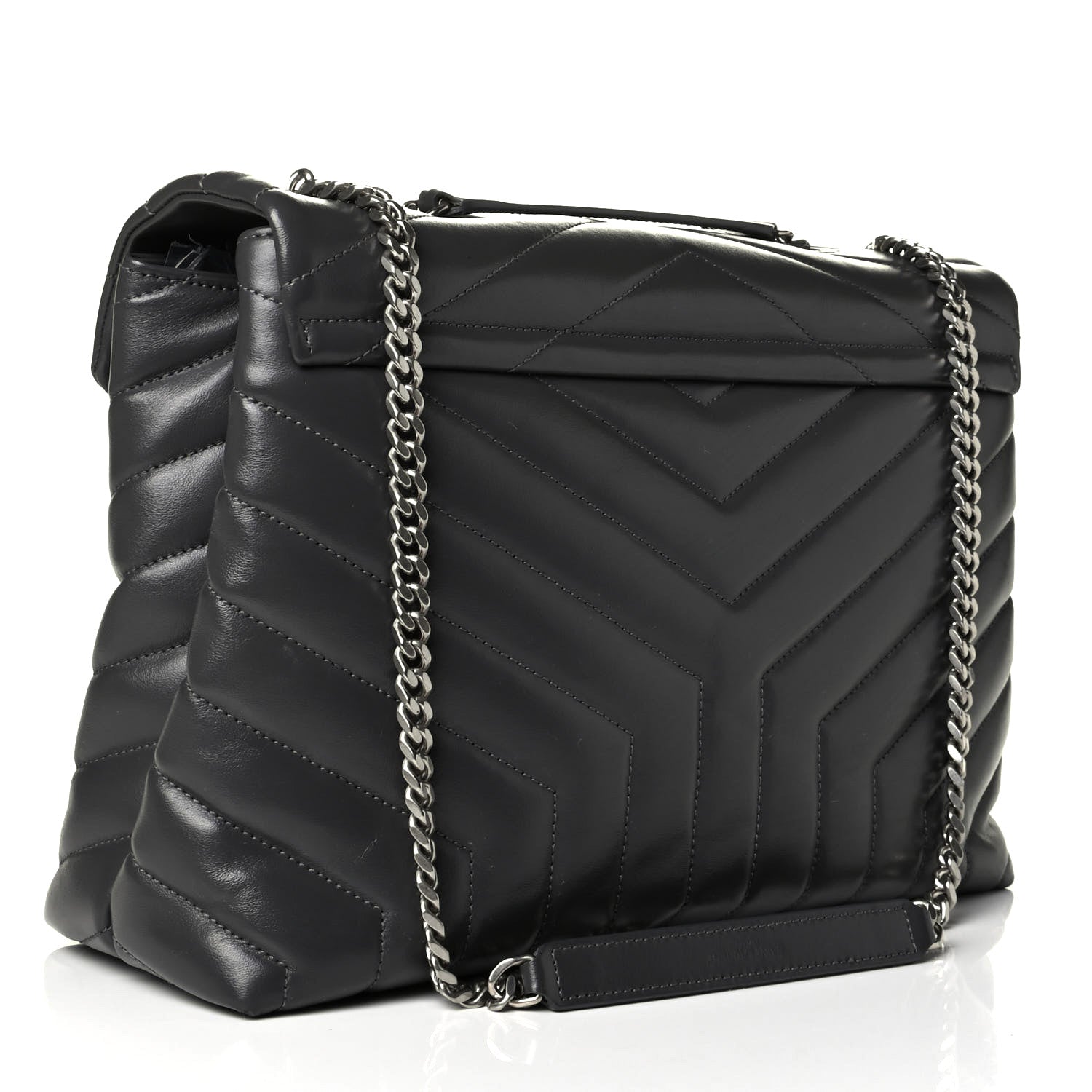 Saint Laurent Calfskin Y Quilted Monogram Medium Loulou Chain Satchel Asphalt 2 of 6
