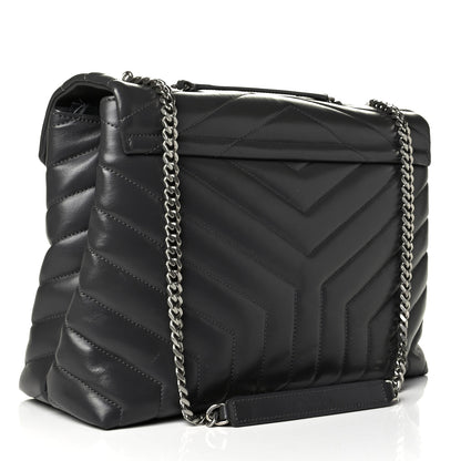 Saint Laurent Calfskin Y Quilted Monogram Medium Loulou Chain Satchel Asphalt 2 of 6