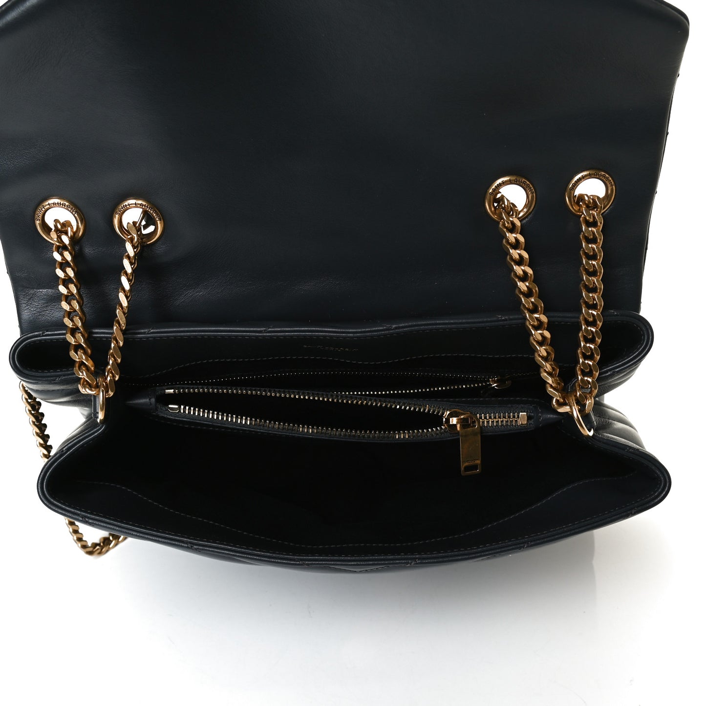 Calfskin Y Quilted Monogram Medium Loulou Chain Satchel Storm