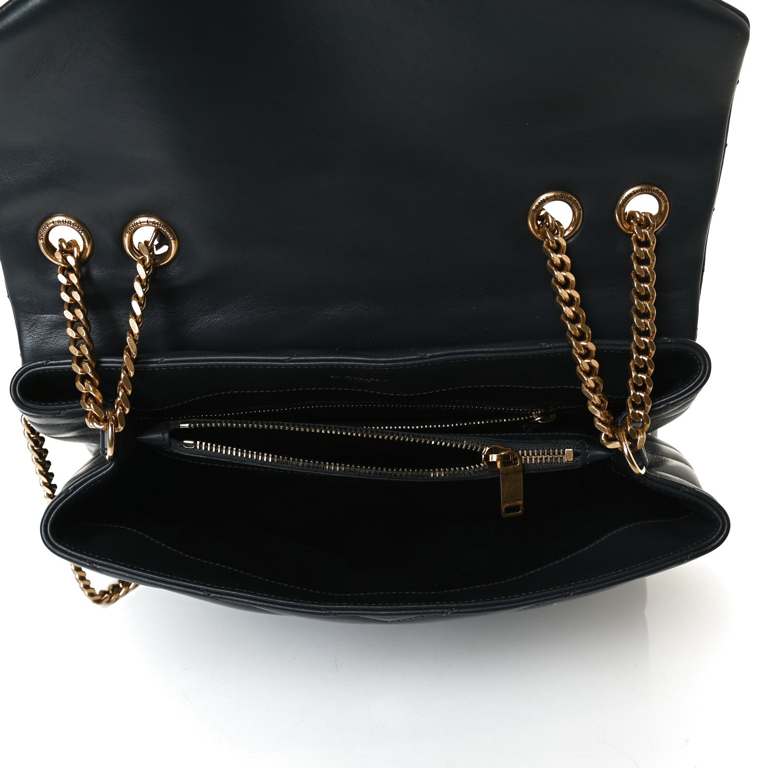 Saint Laurent Calfskin Y Quilted Monogram Medium Loulou Chain Satchel Storm 4 of 10