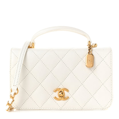 Chanel Caviar Quilted Mini Top Handle Flap White 1 of 10