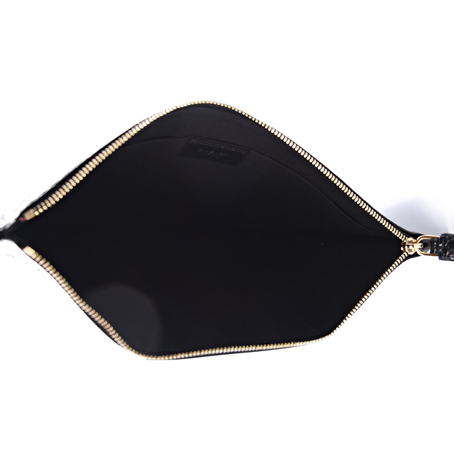 Calfskin Crocodile Embossed Medium Zip Pouch Black
