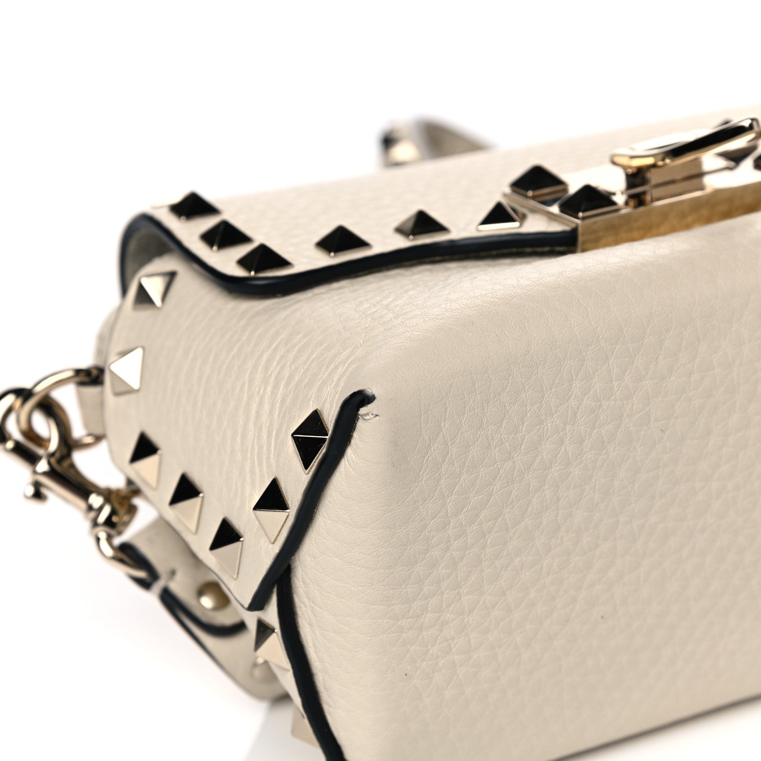 Valentino Garavani Pebbled Calfskin Mini Rockstud Crossbody Bag White 9 of 13