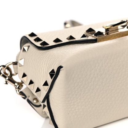 Valentino Garavani Pebbled Calfskin Mini Rockstud Crossbody Bag White 9 of 13