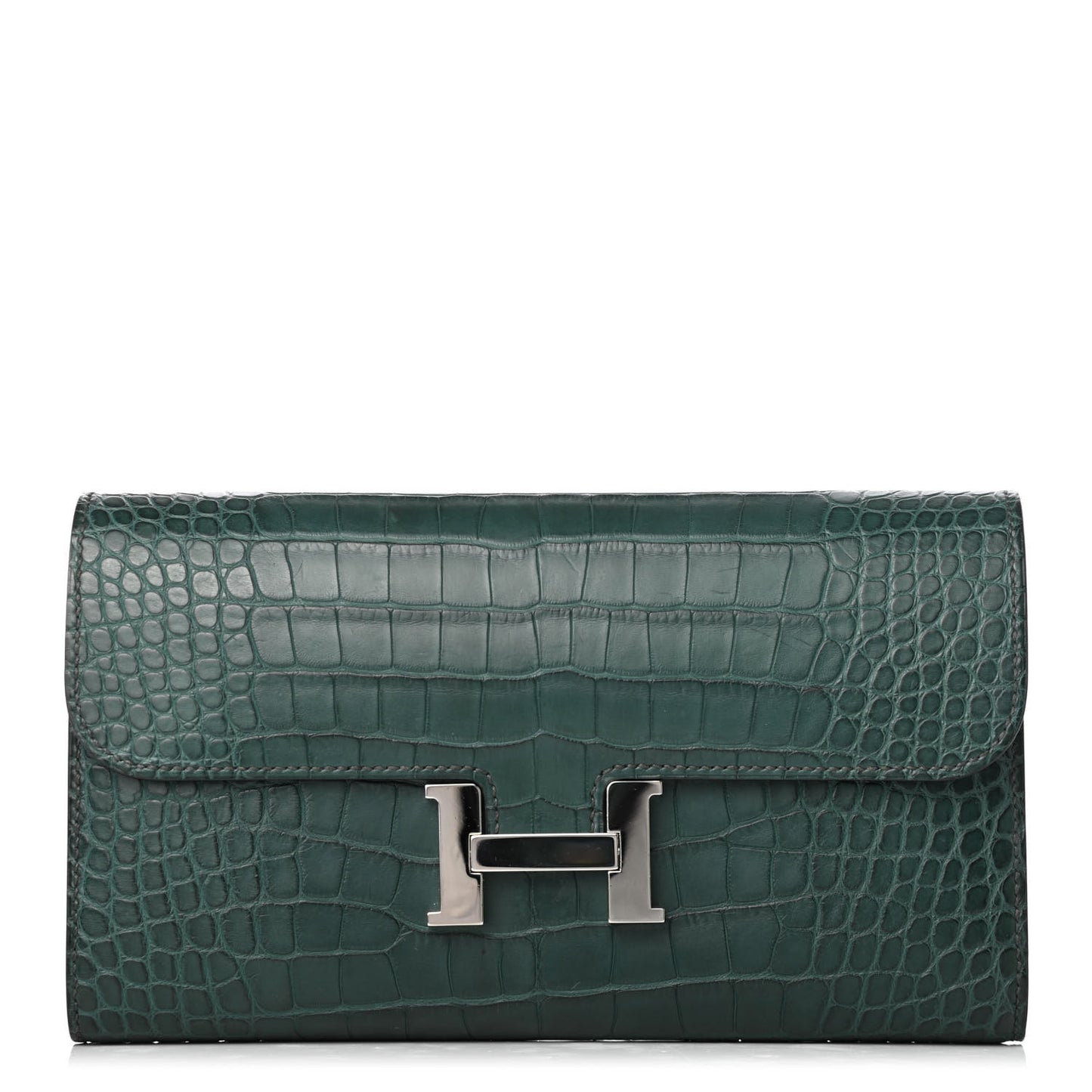 Matte Alligator Constance Wallet Vert Titien