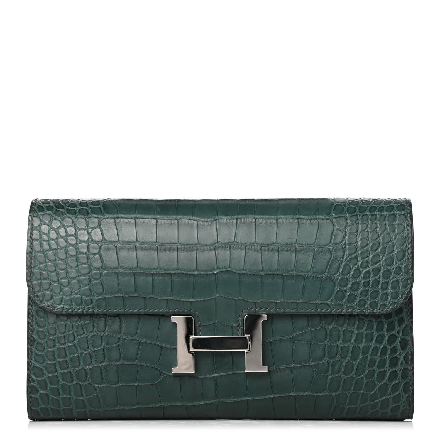 Hermes Matte Alligator Constance Wallet Vert Titien 1 of 8