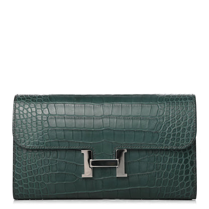 Hermes Matte Alligator Constance Wallet Vert Titien 1 of 8