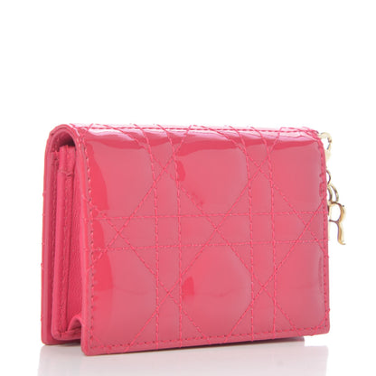 Christian Dior Patent Cannage Lady Dior Card Holder Fuchsia 3 of 9