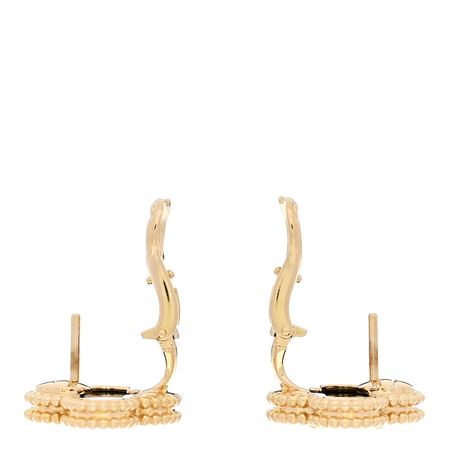 Van Cleef & Arpels 18K Yellow Gold Black Onyx Vintage Alhambra Earrings 3 of 5