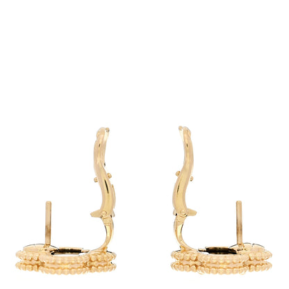 Van Cleef & Arpels 18K Yellow Gold Black Onyx Vintage Alhambra Earrings 3 of 5