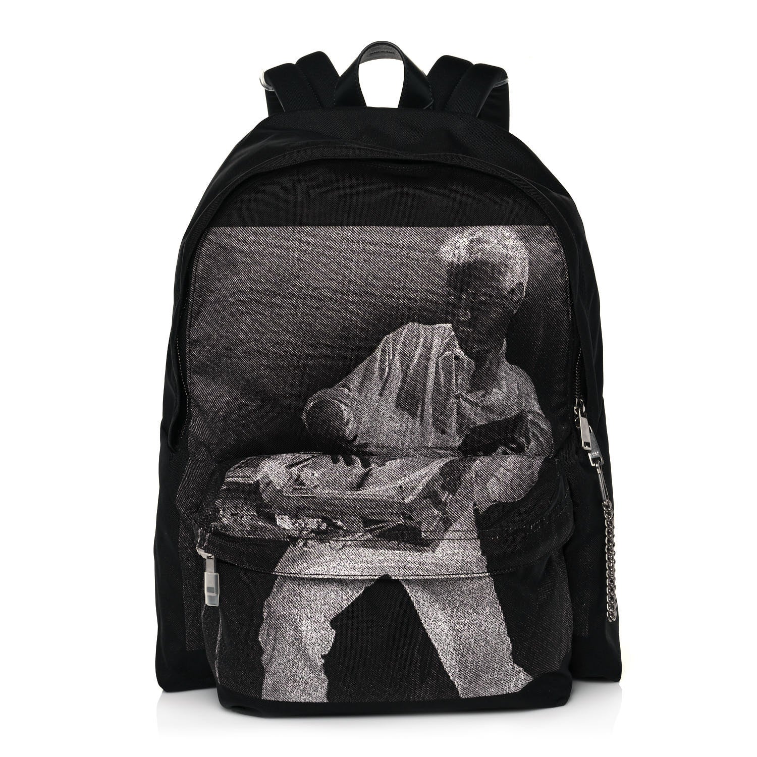 Celine x Christian Marclay Nylon Phonoguitar Print Medium Backpack White Black 1 of 13