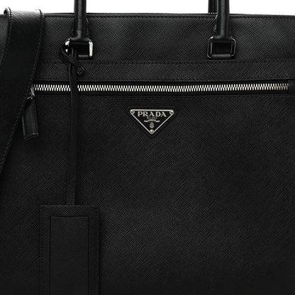 Prada Saffiano Travel Briefcase Black 9 of 11