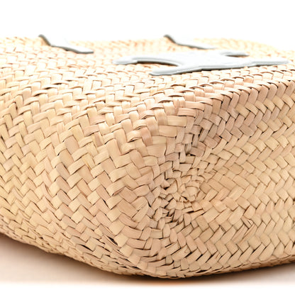 Celine Raffia Calfskin Triomphe Medium Panier Soft Blue 8 of 9