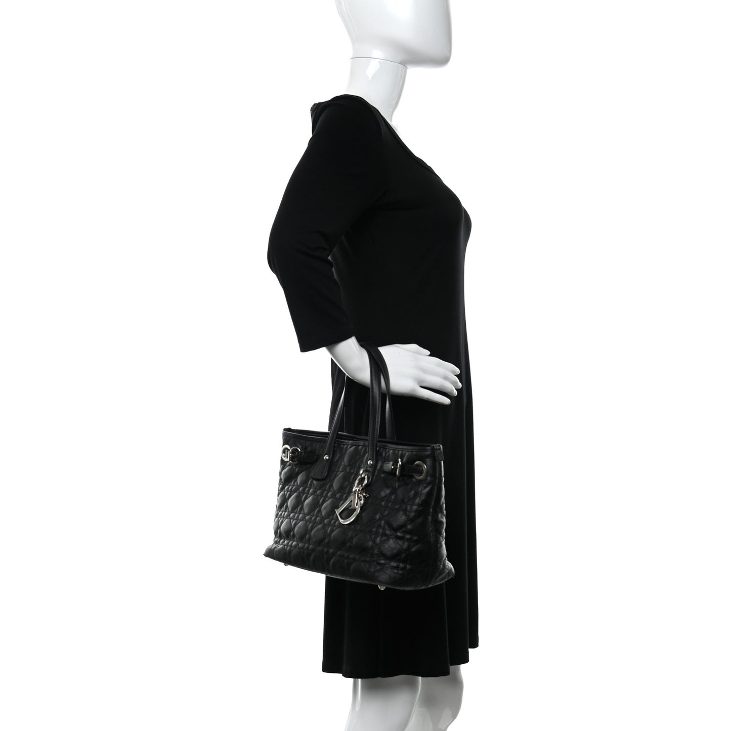 Coated Canvas Cannage Mini Panarea Tote Black