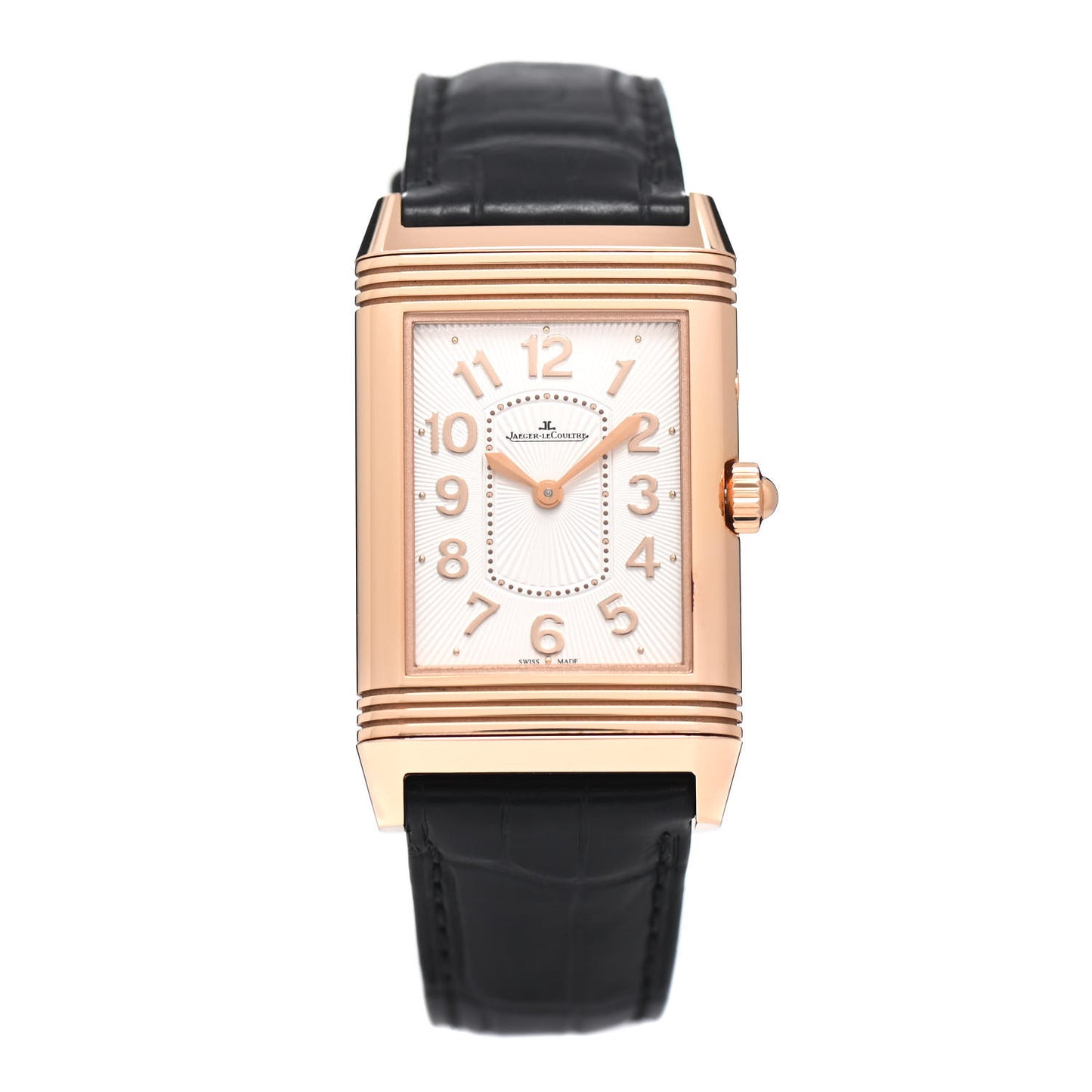 18K Rose Gold Diamond Pink Mother of Pearl 36mm Reverso Manual Winding Watch Q3302421