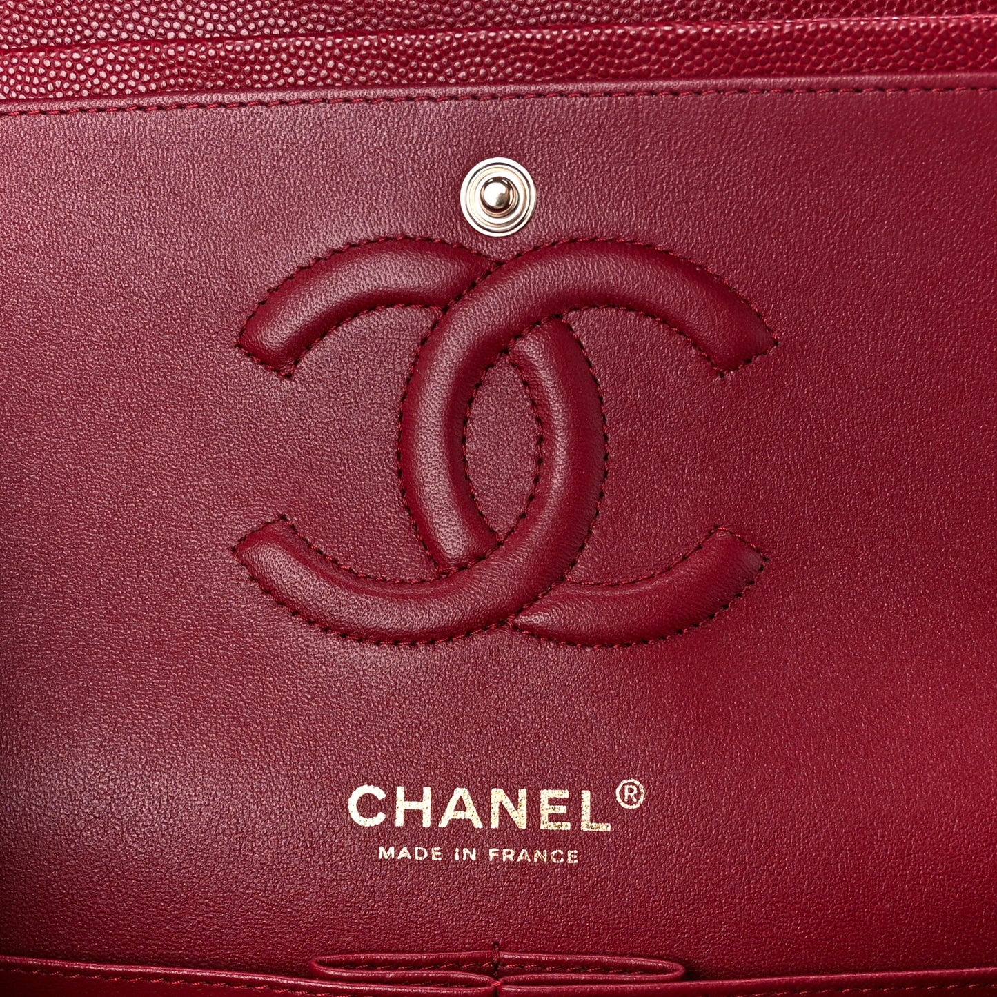 Caviar Quilted Medium Double Flap Dark Red