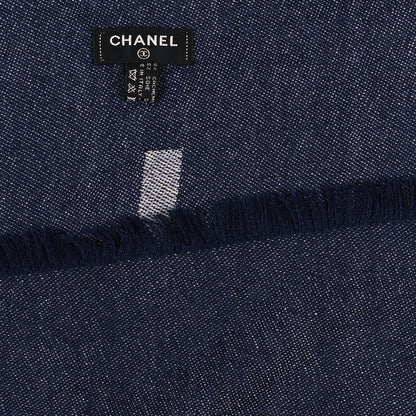 Chanel Cashmere Silk CC Fringe Scarf Beige Cream 3 of 3