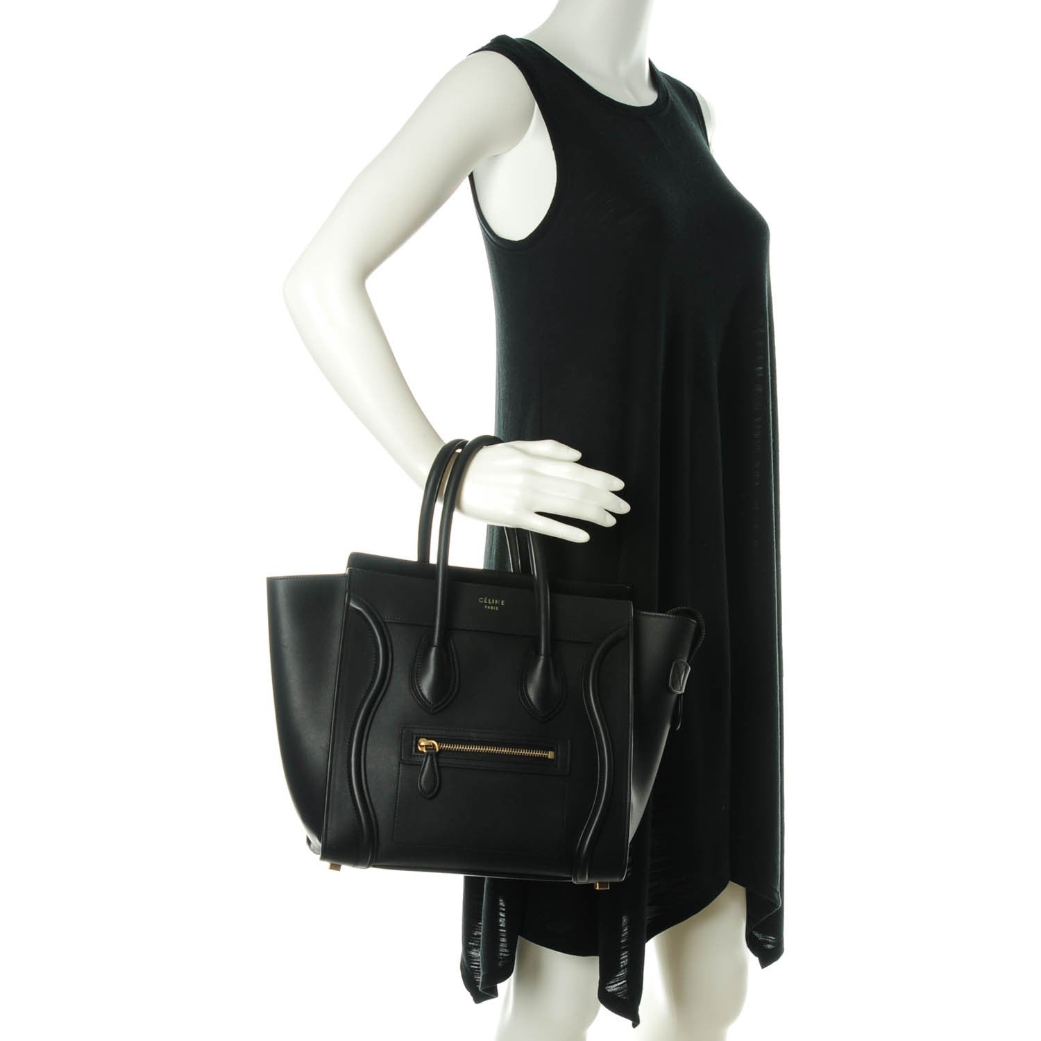 Celine Smooth Calfskin Micro Luggage Black 2 of 7
