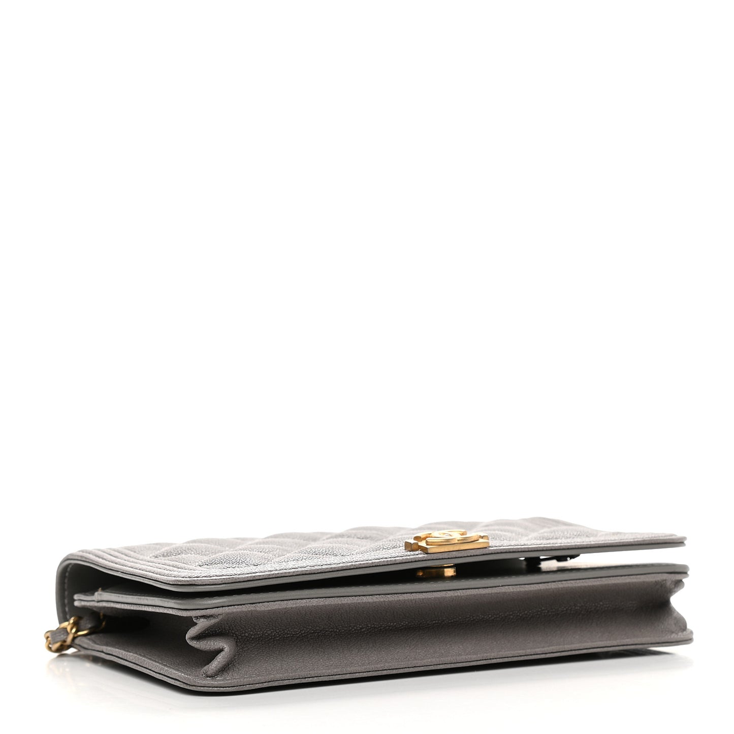 Caviar Quilted Boy Wallet On Chain WOC Grey