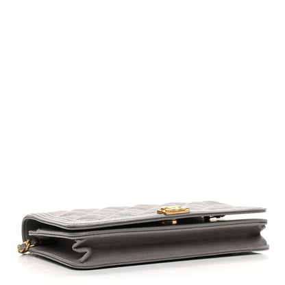 Chanel Caviar Quilted Boy Wallet On Chain WOC Grey 4 of 11