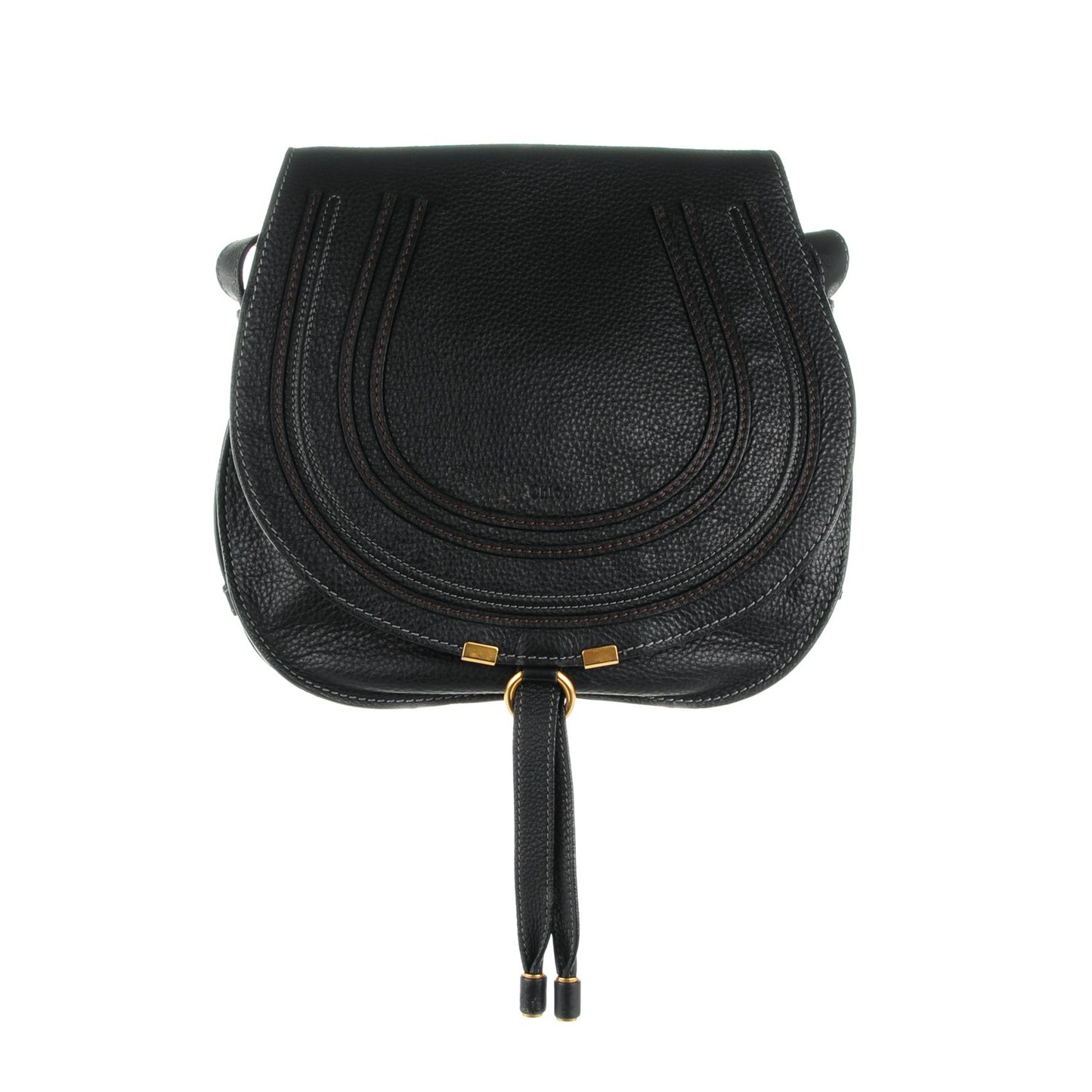 Calfskin Medium Marcie Round Crossbody Bag Black